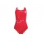 Net-Steals Europe's, New for 2024, women's classic low-cut back One-Piece Swimsuit - Red Sparkling