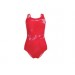 Net-Steals Europe's, New for 2024, women's classic low-cut back One-Piece Swimsuit - Red Sparkling