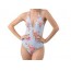 Net-Steals Halter Cut-Out One Piece Swimsuit - Blue and Rose