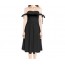 Net-Steals New, Shoulder Tie Bardot Midi Dress - The Black