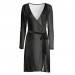 Net-Steals Europe New, Midi Wrap Dress - Silky Black Pattern