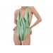  Net-Steals New for 2022, Backless Halter One Piece Swimsuit - Green Wavey