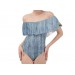 Net-Steals New for 2022, Off Shoulder Velour Body Suit - The Blue