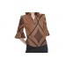 Net-Steals New for 2022, Loose Horn Sleeve Chiffon Blouse - Brown Abstract