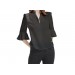Net-Steals New for 2022, Loose Horn Sleeve Chiffon Blouse - Dusty Black