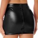 Women's Shiny Metallic Faux Leather Mini Skirts High Waist Stretchy Pencil Skirt Black M