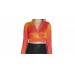 Net-Steals New for 2023, Long Sleeve Tie Back Satin Wrap Top - Orange Warmth